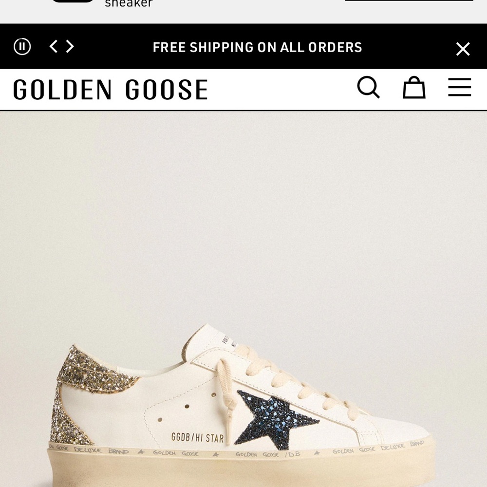 Golden Goose Women's Glitter Star Sneakers - Cream and Gold